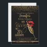 30th Birthday - She's Kissing her 20's Goodbye Invitation<br><div class="desc">30th Birthday Party Invitations ready for you to personalise. If you need a different Age Number, please contact me. ⭐This Product is 100% Customisable. (Except the Gold Script Lettering... you must contact me to change the wording) *****Click on CUSTOMIZE BUTTON to add, delete, move, resize, changed around, rotate, etc... any...</div>
