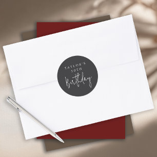 30th Birthday Simple Minimalist Flat Black Classic Round Sticker