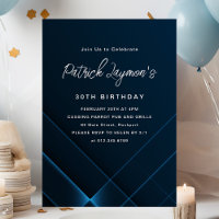 30th Birthday Simple Modern Dark Blue Geometric