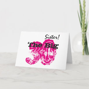 30th birthday, sister, black, pink text, white. card