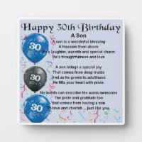 30th Birthday Son Poem Plaque