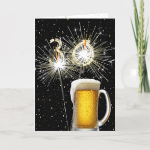 30th Birthday Sparklers With Beer Mug Card