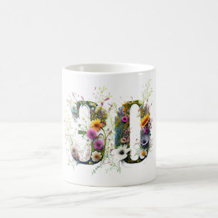 30th Birthday Spray of Wildflowers Text Coffee Mug