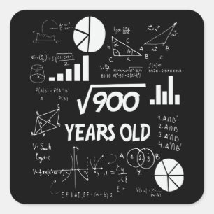 30th Birthday Square Root Math 30 Years Old Bday Square Sticker