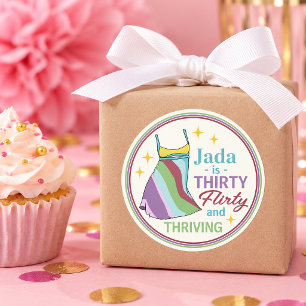 30th Birthday Stickers Thirty Flirty & Thriving