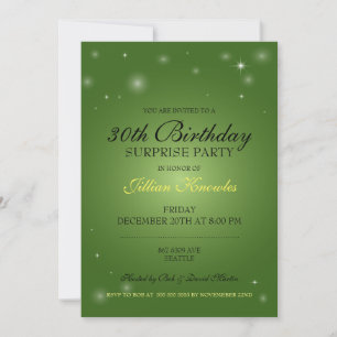 30th Birthday Surprise Party Emerald Green Invitation