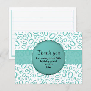 30th Birthday: Teal/White Number Pattern
