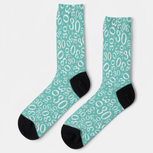 30th Birthday Teal/White Random Number Pattern Socks