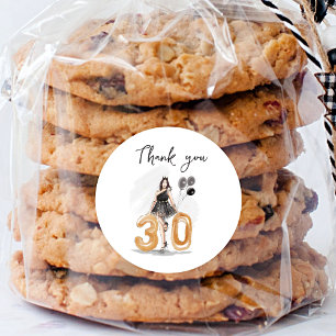 30th birthday thank you classic round sticker
