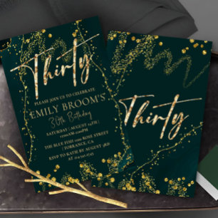 30th Birthday Thirty Emerald Green invitaton Holiday Card