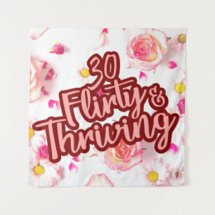 30th Birthday Thirty Flirty and Thriving Fun Pink Tapestry