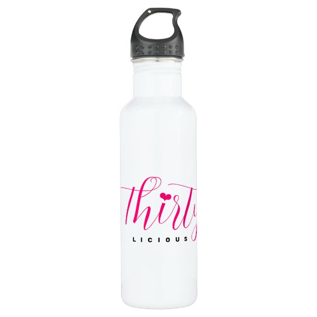 30th Birthday Thirty Thirtylicious Pink Modern 710 Ml Water Bottle (Front)