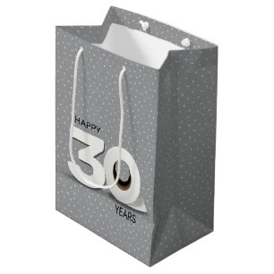 30th Birthday Toilet Paper Roll on Pin Dots Medium Gift Bag