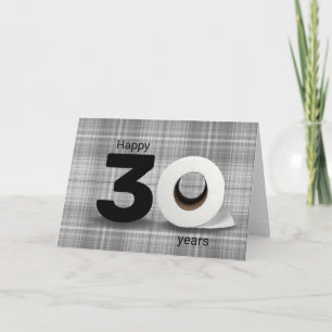 30th birthday toilet paper roll on plaid card