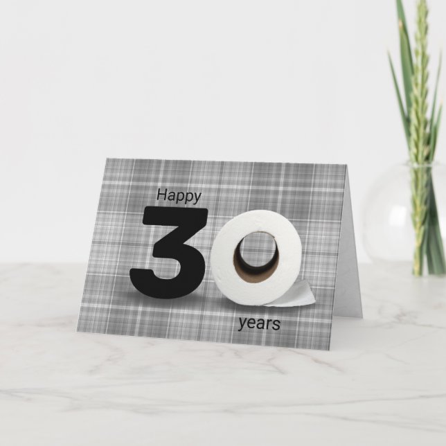 30th birthday toilet paper roll on plaid card (Front)