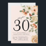 30th Birthday Vintage Floral Invitation<br><div class="desc">Sophisticated and elegant script birthday invitation.</div>
