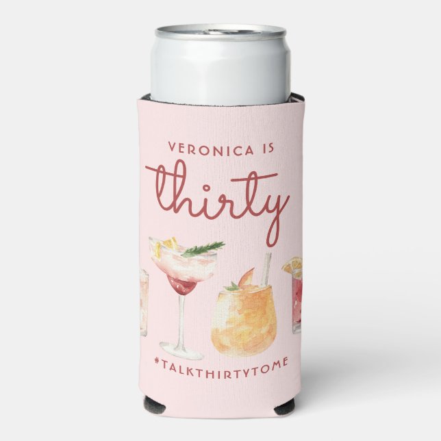 30th Birthday Watercolor Cocktail Can Coolers (Seltzer Front)