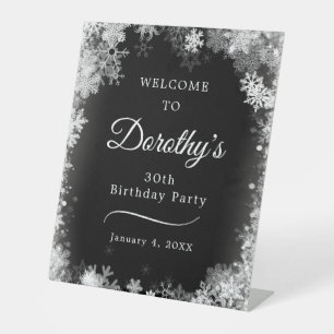 30th Birthday Winter Wonderland Snowflake Welcome Pedestal Sign