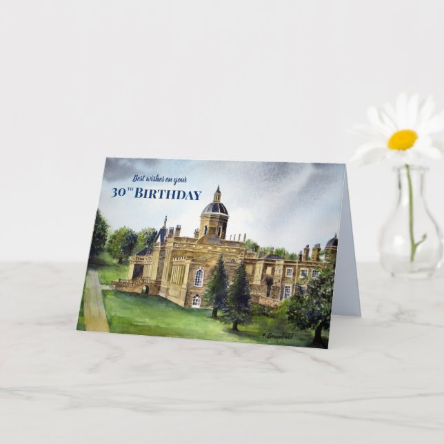 30th Birthday Wishes Castle Howard York Painting Card (Small Plant)