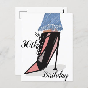 30th Birthday Woman Fashion Beauty Postcard