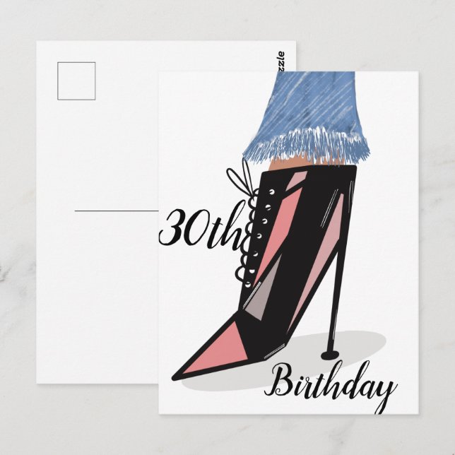 30th Birthday Woman Fashion Beauty Postcard (Front/Back)