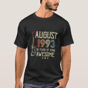 30Th Birthday Women Men Vintage August 1993 Guitar T-Shirt