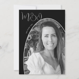 30th Black White Photo Birthday Elegant Monogram  Invitation