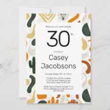 30th boho western cowboy buffalo cactus modern