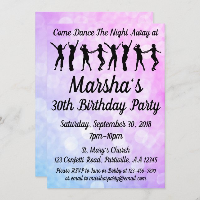 30th Dance Party Birthday Party Invitation (Front/Back)
