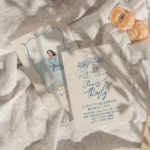 30th Doddle Cheers To 30th Coastal Photo Birthday Invitation