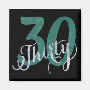 30th Green Black Birthday Anniversary Party Magnet