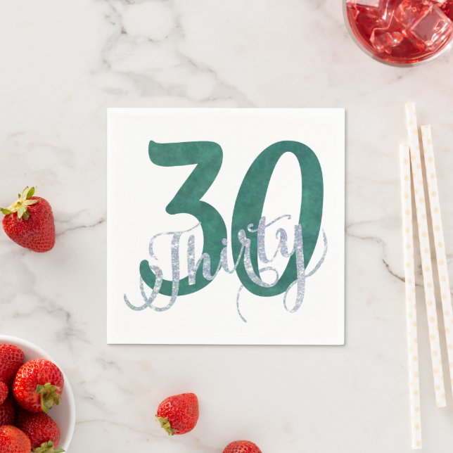 30th Green | Custom Birthday Anniversary Party | Napkin (Insitu)