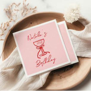 30th Hand Drawn Champagne Glass Milestone Birthday Napkin