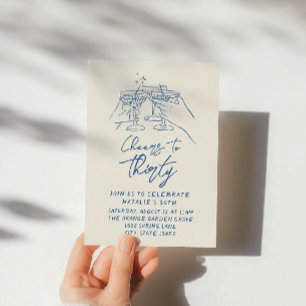 30th Hand Drawn Cheers To Thirty Coastal Birthday Invitation