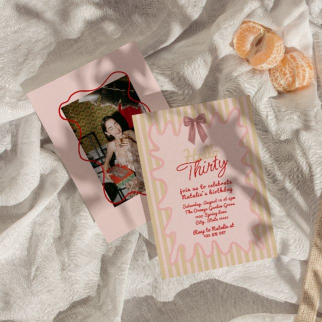 30th Hand Painted Hello Thirty Photo Fun Birthday Invitation (Creator Uploaded)