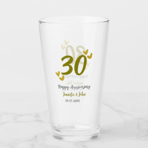 30th happy anniversary golden gray wedding couple  glass