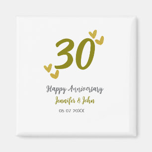 30th happy anniversary golden gray wedding couple  magnet