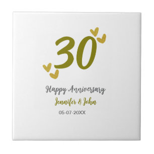 30th happy anniversary golden grey wedding couple ceramic tile
