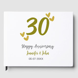 30th happy anniversary golden grey wedding couple  guest book
