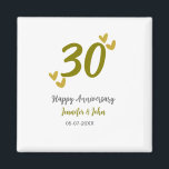 30th happy anniversary golden grey wedding couple  magnet<br><div class="desc">editable design</div>