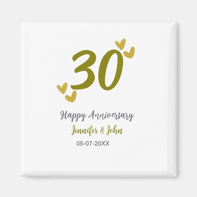 30th happy anniversary golden grey wedding couple  magnet (Front)