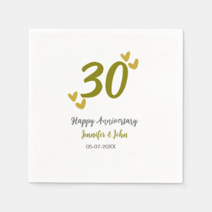 30th happy anniversary golden grey wedding couple napkin