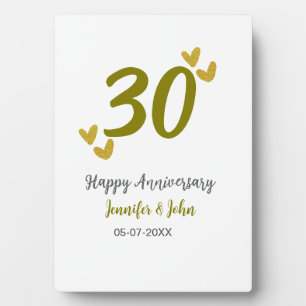 30th happy anniversary golden grey wedding couple plaque