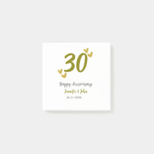 30th happy anniversary golden grey wedding couple post-it notes