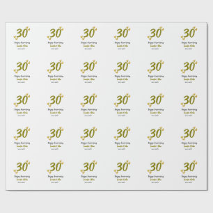 30th happy anniversary golden grey wedding couple  wrapping paper