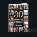 30th Happy Birthday Black and Gold Photo Collage Card<br><div class="desc">30th Happy Birthday Black and Gold Photo Collage Birthday Card. For further customisation,  please click the "Customise it" button and use our design tool to modify this template.</div>