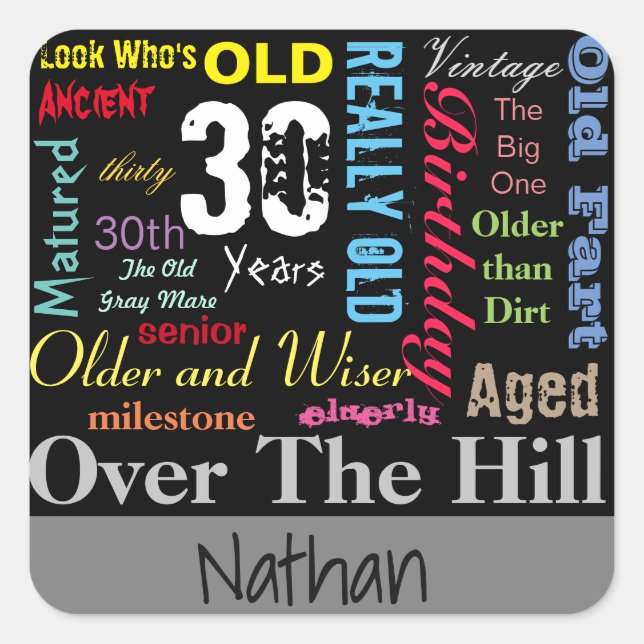 30th Happy Birthday in a Graffiti Style Square Sticker (Front)
