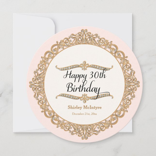 30th Happy Birthday Party Celebration Round Invite (Front)