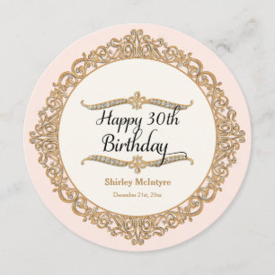 30th Happy Birthday Party Celebration Round Invite