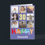 30th Happy Birthday Photo Collage Modern Card<br><div class="desc">30th Happy Birthday Photo Collage Modern Card with personalised name. For further customisation,  please click the "Customise it" button and use our design tool to modify this template.</div>